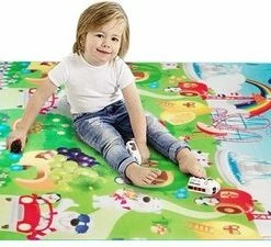 Merkloos Grote XL Speelmat Vloerkleed - Groot Kindervoerkleed - Dieren Kleed - Binnen & Buiten