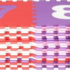 Springos Speelmat | Speelmat Foam | Puzzelmat | 36 Stukken | Letters & Cijfers | 175 X 175 Cm | Roze/Rood/Paars/Wit -Exporteren speelkleden winkel 550x255