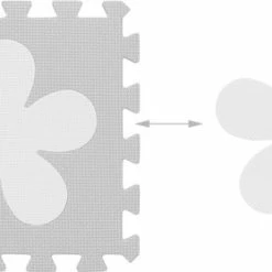 Relaxdays Speelmat Foam - Puzzelmat Baby- Puzzeltegels - Speeltegels Bloemen - Speelkleed - Wit-grijs -Exporteren speelkleden winkel 550x279 3