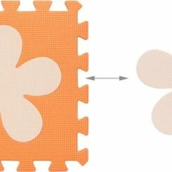 Relaxdays Speelmat Foam - Puzzelmat Baby- Puzzeltegels - Speeltegels Bloemen - Speelkleed - Oranje-geel -Exporteren speelkleden winkel 550x279 5