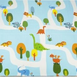 Little Hippo® Speelmat 200x180cm - Foam Speelkleed 'Dino's' - Dubbelzijdige XXL - Kinder/Baby Speelmat - Opvouwbaar - Anti-slip
