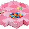 Relaxdays 36-delige Speelmat Foam - Puzzelmat Met Rand - Speeltegels - Puzzeltegels Baby - Roze