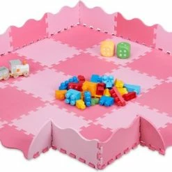 Relaxdays 36-delige Speelmat Foam - Puzzelmat Met Rand - Speeltegels - Puzzeltegels Baby - Roze