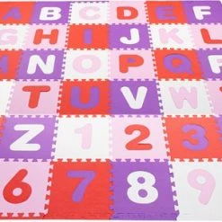 Springos Speelmat | Speelmat Foam | Puzzelmat | 36 Stukken | Letters & Cijfers | 175 X 175 Cm | Roze/Rood/Paars/Wit -Exporteren speelkleden winkel 550x303