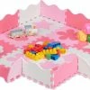 Relaxdays 34-delige Speelmat Met Rand - Puzzelmat Kinderkamer - Speeltegels - Vloerpuzzel - Roze