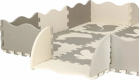 Springos Speelmat | Speelmat Foam | Puzzelmat | Figuren | Dieren | 9 Puzzelstukken | 120 X 120 Cm | Creme/Grijs 5 Springos Speelmat | Speelmat Foam | Puzzelmat | Figuren | Dieren | 9 Puzzelstukken | 120 X 120 Cm | Creme/Grijs - Afbeelding 3