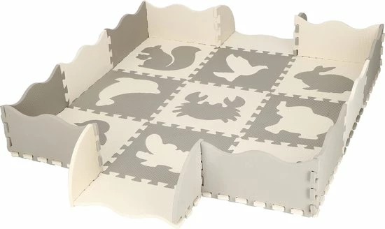 Springos Speelmat | Speelmat Foam | Puzzelmat | Figuren | Dieren | 9 Puzzelstukken | 120 X 120 Cm | Creme/Grijs 10 Springos Speelmat | Speelmat Foam | Puzzelmat | Figuren | Dieren | 9 Puzzelstukken | 120 X 120 Cm | Creme/Grijs - Afbeelding 8