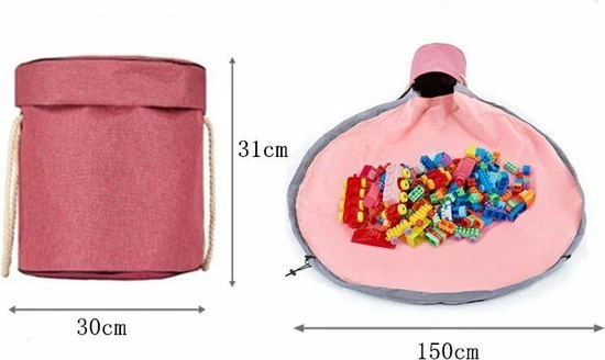 Merkloos TDR - 2 In 1 Speelkleed Opbergmand - Stevige Stof - Diameter Kleed 1,5 Meter - Roze 7 Merkloos TDR - 2 In 1 Speelkleed Opbergmand - Stevige Stof - Diameter Kleed 1,5 Meter - Roze - Afbeelding 5