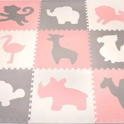 Hakuna Matte Speelkleed Baby - XXL Speelmat Foam Dieren - Roze/wit