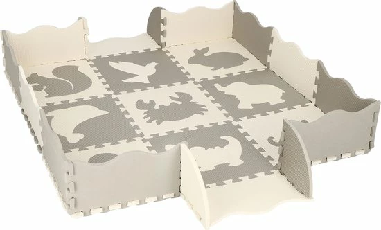 Springos Speelmat | Speelmat Foam | Puzzelmat | Figuren | Dieren | 9 Puzzelstukken | 120 X 120 Cm | Creme/Grijs 9 Springos Speelmat | Speelmat Foam | Puzzelmat | Figuren | Dieren | 9 Puzzelstukken | 120 X 120 Cm | Creme/Grijs - Afbeelding 7