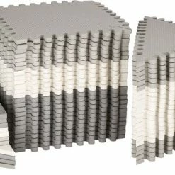 Springos Speelmat | Speelmat Foam | Puzzelmat | 72 Puzzelstukken | 182 X 182 Cm | Grijs/Wit/Grafiet -Exporteren speelkleden winkel 550x346 2
