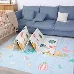 Merkloos SCHEFMAN® Baby Speelmat – Dubbelzijdig Speelkleed – Opvouwbaar – Foam – Antislip En Waterafstotend - 180x160x1 Cm - Bos Dieren En Track Park -Exporteren speelkleden winkel 550x366 104
