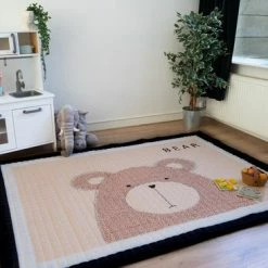 Merkloos Speelkleed Baby / Kind XL - 200x150cm - Inclusief Bijpassende Draagtas - Antislip - Kinder Speelmat Dier -0-4 Jaar - Beer