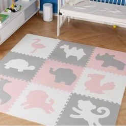 Hakuna Matte Speelkleed Baby - XXL Speelmat Foam Dieren - Roze/wit -Exporteren speelkleden winkel 550x368 5