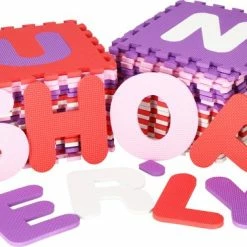 Springos Speelmat | Speelmat Foam | Puzzelmat | 36 Stukken | Letters & Cijfers | 175 X 175 Cm | Roze/Rood/Paars/Wit -Exporteren speelkleden winkel 550x377