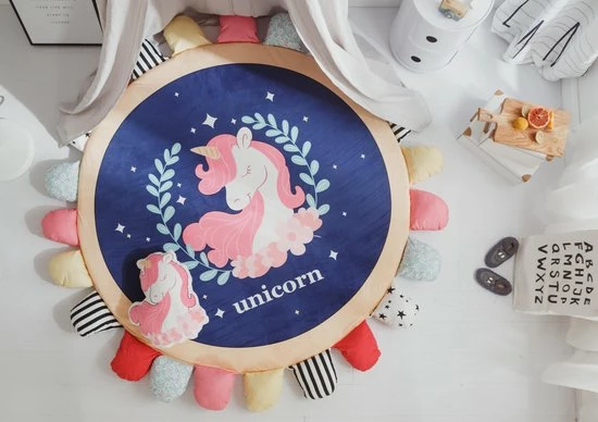 By Baboo Baby Cadeau Meisje - Vloerkleed Kinderkamer - Mooie Eenhoorn - Speelmat Met Kussentjes - Kindertapijt - Speelkleed Meisje - Oranje - Roze - Blauw 8 By Baboo Baby Cadeau Meisje - Vloerkleed Kinderkamer - Mooie Eenhoorn - Speelmat Met Kussentjes - Kindertapijt - Speelkleed Meisje - Oranje - Roze - Blauw - Afbeelding 6