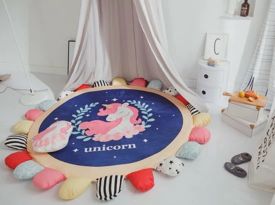 By Baboo Baby Cadeau Meisje - Vloerkleed Kinderkamer - Mooie Eenhoorn - Speelmat Met Kussentjes - Kindertapijt - Speelkleed Meisje - Oranje - Roze - Blauw 11 By Baboo Baby Cadeau Meisje - Vloerkleed Kinderkamer - Mooie Eenhoorn - Speelmat Met Kussentjes - Kindertapijt - Speelkleed Meisje - Oranje - Roze - Blauw - Afbeelding 9