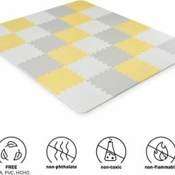 Kinderkraft Luno - Speelkleed Puzzelmat - Geel Grijs