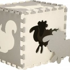 Springos Speelmat | Speelmat Foam | Puzzelmat | Figuren | Dieren | 16 Puzzelstukken | 150 X 150 Cm | Creme/Grijs -Exporteren speelkleden winkel 550x425 8