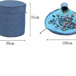 Merkloos TDR - 2 In 1 Speelkleed Opbergmand - Stevige Stof - Diameter Kleed 1,5 Meter - Blauw -Exporteren speelkleden winkel 550x430 1