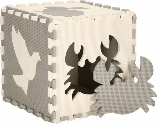Springos Speelmat | Speelmat Foam | Puzzelmat | Figuren | Dieren | 9 Puzzelstukken | 120 X 120 Cm | Creme/Grijs 12 Springos Speelmat | Speelmat Foam | Puzzelmat | Figuren | Dieren | 9 Puzzelstukken | 120 X 120 Cm | Creme/Grijs - Afbeelding 10