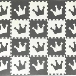 Merkloos Kroon Foam Puzzel Speelmat - 20 Speelmatten - Uitneembare Kroon - Opbergtas - Afwerkranden - Grijs - Wit - Puzzelmat 152x122x1cm