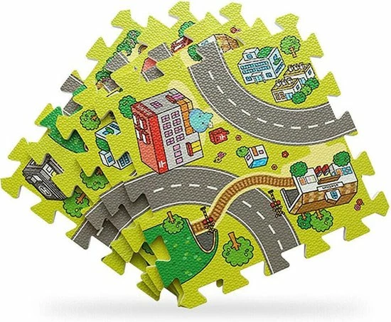 Buxibo Kinder Speelmat - Straten Puzzelmat - 9-delig Speel Kleed Met Wegen, Straten En Gebouwen - Educatief Speel Kleed Voor Baby/Peuters/Kinderen Vanaf 0 Jaar - 90x90 Cm 3 Buxibo Kinder Speelmat - Straten Puzzelmat - 9-delig Speel Kleed Met Wegen, Straten En Gebouwen - Educatief Speel Kleed Voor Baby/Peuters/Kinderen Vanaf 0 Jaar - 90x90 Cm