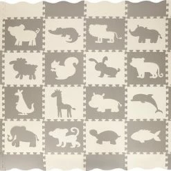 Springos Speelmat | Speelmat Foam | Puzzelmat | Figuren | Dieren | 16 Puzzelstukken | 150 X 150 Cm | Creme/Grijs -Exporteren speelkleden winkel 550x458 10