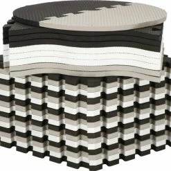 Springos Speelmat | Speelmat Foam | Puzzelmat | Figuren | 16 Puzzelstukken | 150 X 150 Cm | Zwart/Wit/Grijs -Exporteren speelkleden winkel 550x470