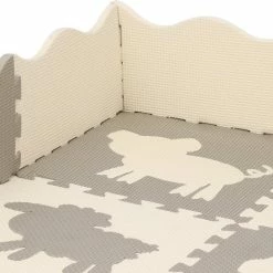 Springos Speelmat | Speelmat Foam | Puzzelmat | Figuren | Dieren | 16 Puzzelstukken | 150 X 150 Cm | Creme/Grijs -Exporteren speelkleden winkel 550x472 7