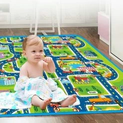Maboshi Spel Mat - 160x200cm - In Vrolijke Kleuren - Dubbelzijdig Speelbaar -Stadsplattegrond- Babywandelpad Kruippad - Geschikt Voor Kinderen's Kruipdeken - Yoga Mat - Picknickdeken En Sportmat-beschermen Tegen Vocht-Cadeautjes Voor Kinderen -Exporteren speelkleden winkel 550x473