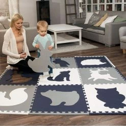 Hakuna Matte Speelkleed Baby - XXL Speelmat Foam Dieren - Grijs/wit