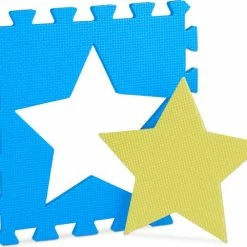 Relaxdays Speelmat Foam Sterren - Puzzelmat - Kinderen - Speelkleed - Vloermat Eva Schuim - Blauw-geel -Exporteren speelkleden winkel 550x482 3