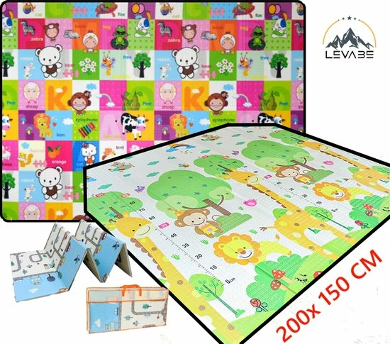 Levabe Speelmat - Baby - Kinderen - Educatief - Kruipmat - Speelkleed - Dubbelzijdig - XL - Opvouwbaar - 1CM Dik - Foam - Giraffe & Alfabet - Cijfers & Letters - 150 X 200 CM - Inclusief Opbergtas 3 Levabe Speelmat - Baby - Kinderen - Educatief - Kruipmat - Speelkleed - Dubbelzijdig - XL - Opvouwbaar - 1CM Dik - Foam - Giraffe & Alfabet - Cijfers & Letters - 150 X 200 CM - Inclusief Opbergtas