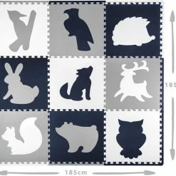 Hakuna Matte Speelkleed Baby - XXL Speelmat Foam Dieren - Grijs/wit -Exporteren speelkleden winkel 550x486 2