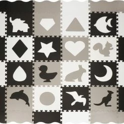 Springos Speelmat | Speelmat Foam | Puzzelmat | Figuren | 16 Puzzelstukken | 150 X 150 Cm | Zwart/Wit/Grijs -Exporteren speelkleden winkel 550x486 4