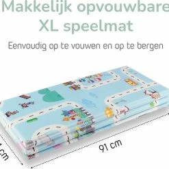 Little Hippo® Speelmat 200x180cm - Foam Speelkleed 'Roads' - Dubbelzijdige XXL - Kinder/Baby Speelmat - Opvouwbaar - Anti-slip -Exporteren speelkleden winkel 550x496