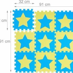 Relaxdays Speelmat Foam Sterren - Puzzelmat - Kinderen - Speelkleed - Vloermat Eva Schuim - Blauw-geel -Exporteren speelkleden winkel 550x496 3
