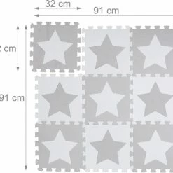 Relaxdays Speelmat Foam Sterren - Puzzelmat - Kinderen - Speelkleed - Vloermat Eva Schuim - Wit-grijs -Exporteren speelkleden winkel 550x498 7