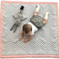 Mama Designs - Speelmat - Babykleed - Grijs/roze - 100cmx100cm - Met Opbergzak