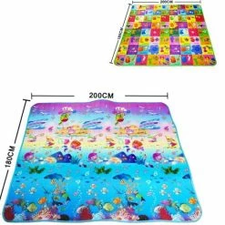 Luminous Luxury Speelkleed 200x180 Cm Dubbelzijdig Gevoerd | Oceaan En Letters | Baby Accessoires -Exporteren speelkleden winkel 550x514