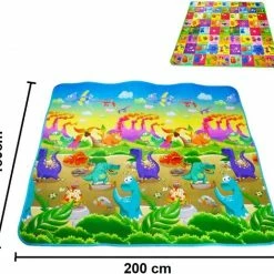 Luminous Luxury Speelkleed 200x180 Cm Dubbelzijdig Gevoerd | Dinosaurus En Letters | Baby Accessoires -Exporteren speelkleden winkel 550x517 6