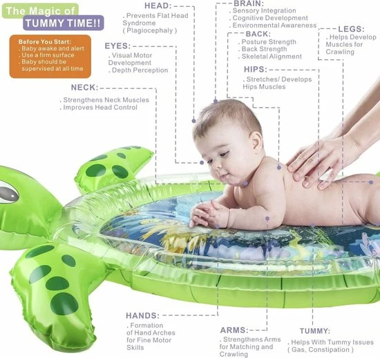 HAYALI Baby Opblaasbare Waterspeelmat Schildpad Buiktijd Speelmat Voor Zuigelingen Kraamcadeau Speelkleed Aquamat Peuter 4 HAYALI Baby Opblaasbare Waterspeelmat Schildpad Buiktijd Speelmat Voor Zuigelingen Kraamcadeau Speelkleed Aquamat Peuter - Afbeelding 2