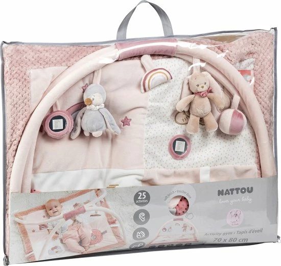 Nattou Sasha En Pauline Speelkleed - Speeltapijt - 80 X 70 Cm - Roze 4 Nattou Sasha En Pauline Speelkleed - Speeltapijt - 80 X 70 Cm - Roze - Afbeelding 2