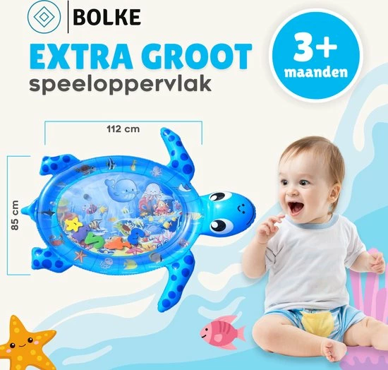 Bolke® - Waterspeelmat - Watermat Voor Baby's - Babyshower Cadeau – Kraamcadeau – Speelgoed – Speelkleed Baby - Opblaasbare Watermat 4 Bolke® - Waterspeelmat - Watermat Voor Baby's - Babyshower Cadeau – Kraamcadeau – Speelgoed – Speelkleed Baby - Opblaasbare Watermat - Afbeelding 2