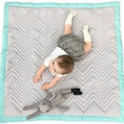 Mama Designs Speelmat Grijs/turquoise 100cmx100cm Met Opbergzak