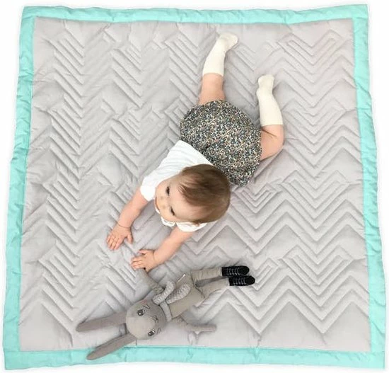 Mama Designs Speelmat Grijs/turquoise 100cmx100cm Met Opbergzak 3 Mama Designs Speelmat Grijs/turquoise 100cmx100cm Met Opbergzak