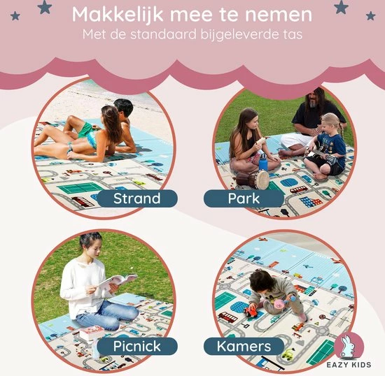 Eazy Kids Baby Speelmat – Dubbelzijdig Speelkleed – Opvouwbaar – Foam – Antislip En Waterafstotend - 150x200x1cm - C07 7 Eazy Kids Baby Speelmat – Dubbelzijdig Speelkleed – Opvouwbaar – Foam – Antislip En Waterafstotend - 150x200x1cm - C07 - Afbeelding 5