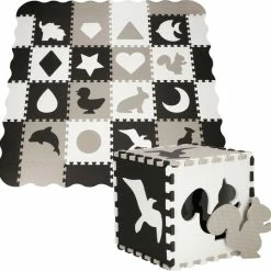 Springos Speelmat | Speelmat Foam | Puzzelmat | Figuren | 16 Puzzelstukken | 150 X 150 Cm | Zwart/Wit/Grijs -Exporteren speelkleden winkel 550x538 5