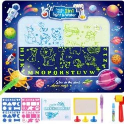 Buxibo - Magische Doodle Mat Tekenmat/Kinder Speelmat Space Met Vormpjes En Cijfers - Foam - Kruipmat - Speelkleed Ruimte - Vloermat - Baby/Peuter & Kind